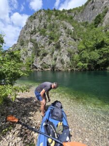 Read more about the article Day 28 — Matka Canyon: The Kayak Guide Cancelled, So We Became the Kayak Guide